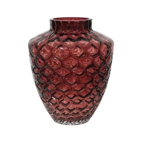 VASO VETRO TRAMA NIDO D'APE PORPORA H.30